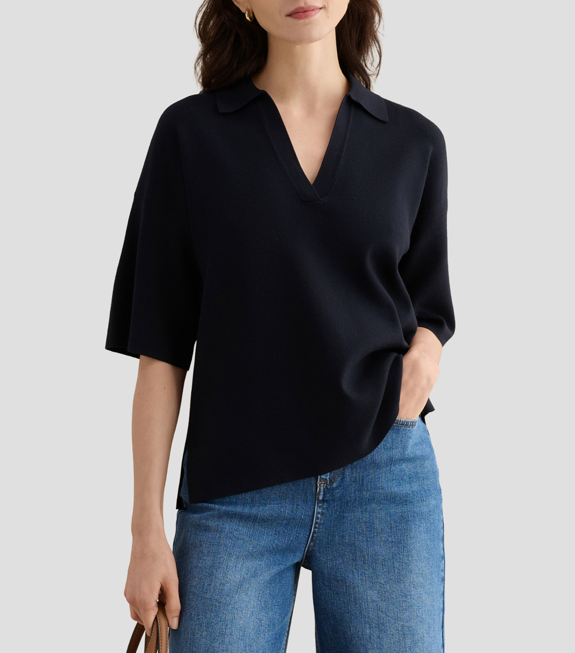 Blusa lisa manga corta Mujer